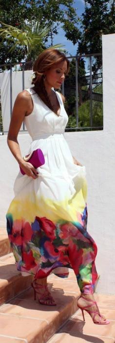 watercolor floral maxi dress