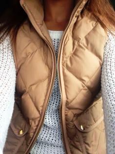 J.Crew Vest and cozy sweater. Amazing winter fashion fun! Adorable white sweater with great vest, love the color combo! With some dark wash jeans it would be a great outfit for the cold weather :)