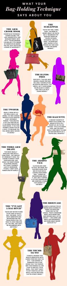 What Your Bag-Holding Style Says About You. I'm a Thumb-Pit because I am a paranoid Capricorn... ;)
