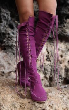 
                    
                        Antique Purple Knee High Leather Boots~ These rock~I like that they're flats so comfy.
                    
                