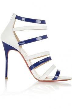 Christian Louboutin Mariniere 100 leather and patent-leather sandals | NET-A-PORTER