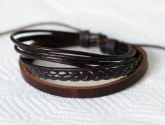 
                    
                        265 Men's brown leather bracelet Leather band bracelet Leather cords bracelet Braided bracelet Fashion jewelry Birthday gift For men & women
                    
                
