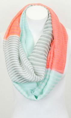 New Fashion and Trends: Orange Pashmina Infinity Scarf with Pastel Stripes and Color Blocking
