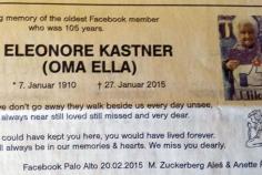 Ist es wirklich Mark Zuckerberg, der um "Oma Ella" trauert?