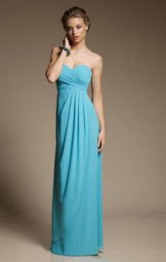 Sweetheart Chiffon Blue Long Bridesmaid Dress