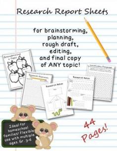 
                    
                        44 pages of printable sheets grades 3-6 to write a research report on ANY topic
                    
                