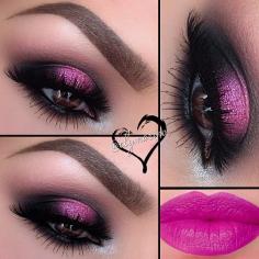 Smokey Hot Pink Eyes  Lips Makeup Look @Luuux #Smokey #Eyes #Lips #Makeup #Look