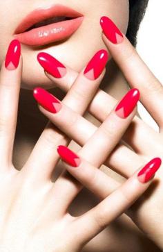nails. red and pink nail art.