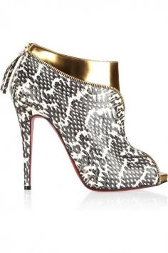 Christian Louboutin Col Zippe 120 leather and water snake ankle boots | NET-A-PORTER