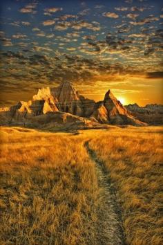 One of my all time favorite places  Golden Sunset, Badlands, South Dakota photo via Iaura
