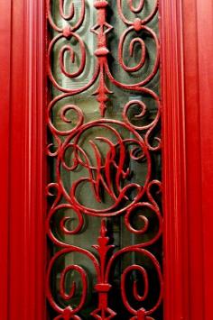 Red wrought iron door