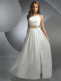 A-line Chiffon One Shoulder Ruffles Floor-length Formal Dresses #Formal02130058