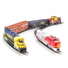 Give your model railroad collection an upgrade with this Bachmann Digital Commander electric train set. PRODUCT FEATURES E-Z command digital control system lets you independently control the speed, direction & lighting of the decoder-equipped locomotives DCC-equipped EMD GP40 locomotive DCC-equipped EMD FT-A locomotive Freight cars & wide-vision caboose Oval track WHAT'S INCLUDED Control Center 2 locomotives 2 freight cars Caboose DVD video instructions PRODUCT DETAILS 56 x 38 oval track Ages 12 years & up Imported Model no. 00501 Promotional offers available online at Kohls.com may vary from those offered in Kohl's stores. Size: One Size. Gender: Unisex. Age Group: Kids.