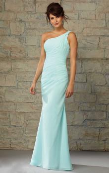One Shoulder Blue Bridesmaid Dresses Online-marieaustralia.com