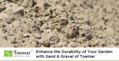 Both sand and gravel are the base materials that are critical for having a solid foundation for any landscape project. Shop sand and gravel materials by the bag or in bulk from Toemar.