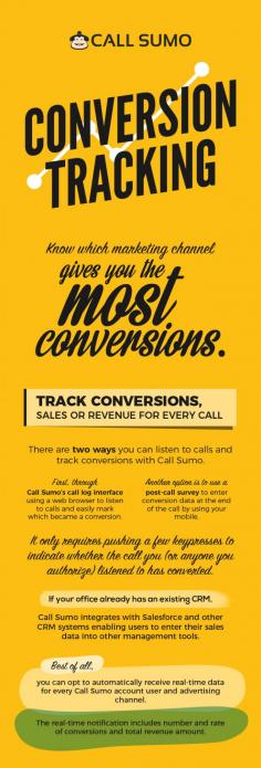 Call Sumo is considered as the #1 software to track the conversions comes from every call and lets you know which of your marketing efforts gives you the most conversions. For further details, visit our website.