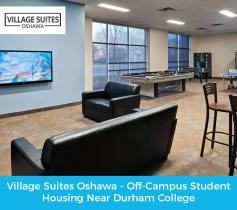 When it comes to student housing near Durham College, look no further than Village Suites Oshawa. We offer several study lounges, a fitness centre, theatre centre and more for your comfort and convenience. Plan your accommodation and choose between furnished and unfurnished apartments. Call us to book your tour! 