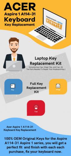 Replace the damaged/worn-out keys of your Acer Aspire 1 A114-31 laptop by ordering new ones from Replacement Laptop Keys. All our keys are totally OEM to guarantee you perfect fitting & durability.
