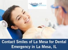 Having any dental emergency with your cracked, chipped tooth, lost crown, or numb sensation? Call the emergency dentists of Smiles of La Mesa. Within half an hour, our dentists will provide you the appropriate treatment to save your tooth. 