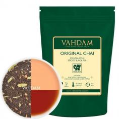 VAHDAM, India's Original Masala Chai Tea Loose Leaf (200+ Cups) | 100% NATURAL INGREDIENTS | Black Tea, Cinnamon, Cardamom, Cloves & Black Pepper | Brews Chai Latte | Indian House Recipe | 16oz Bag : Grocery & Gourmet Food