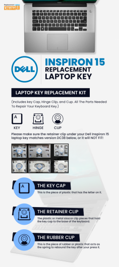 If your Dell Inspiron 15 laptop has stuck, jammed or broken keys, then get them replaced with new ones from Replacement Laptop Keys. We offer perfect-match keys to fit on the keyboard perfectly and give a new look to your laptop. 