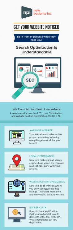 New Patients, Inc. is a leading SEO and marketing firm exclusively for dentists. Our team of SEO and marketing experts has over 20 years of experience, helping dentists and dental practices to find new dental patients.
