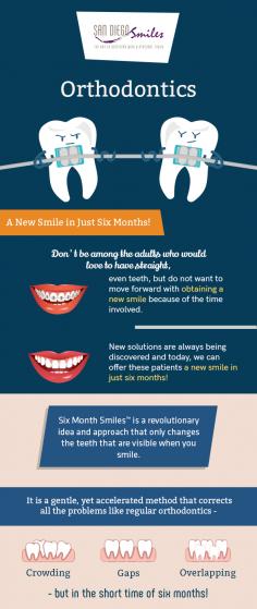 Obtain a healthy and beautiful smile in just six months with the most effective orthodontic treatment from San Diego Smile. Orthodontics can correct a range of problems like dental crowding, gaps, and overlapping.