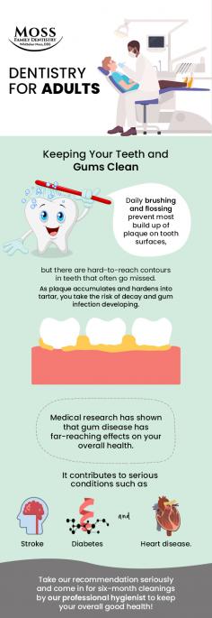 Contact Moss Family Dentistry for all your adult dentistry related needs in Maryville, TN. We offer a range of dental care treatments to help our patients maintain excellent oral health.