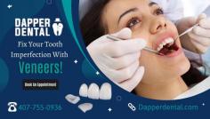 Best Option To Correct Tooth Imperfections

If your smile contains cosmetic dental flaws, such as gaps, chips, “short” teeth, misalignment, or discoloration, porcelain veneers can often be an excellent solution to address these concerns. To undergone this treatment, please contact Dapper Dental office at (407) 755-0936! 
