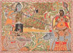Get Madhubani Paintings Of Lord Kalantaka To The Rescue Of Sage Markandeya by Exotic India Art

The young Sage Markandeya is the object of Lord Shiva’s divine grace. Blessed to Sage Mrikandu as his only son and destined to live a mere sixteen years, he learnt the Mahamrityunjaya mantra (the mantra of the great conqueror of death, an allusion to none other than Lord Shiva Himself) just in time for the arrival of Lord Yama, the presider over death and the afterlife.cuted.

Visit for Product: https://www.exoticindiaart.com/product/paintings/lord-kalantaka-to-rescue-of-sage-markandeya-DN60/

Madhubani Paintings: https://www.exoticindiaart.com/paintings/FolkArt/madhubani/

Folk Art: https://www.exoticindiaart.com/paintings/FolkArt/

Paintings: https://www.exoticindiaart.com/paintings/