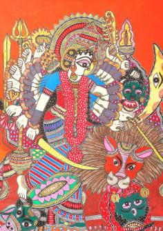 Madhubani Paintings of Flok Art The Warrior Goddess - Durga
The Goddess Durga is known as the Divine Mother who is also a warrior goddess. She embodies the moral order, compassion, and righteousness. Her name in Sanskrit, Durga, means a fort or shelter that is difficult to penetrate, fitting for how devotees worship is as a Mother who protects from evil. In this painting, she is painted wearing opulent clothing, traditionally in red, but this depiction added flattering lines and bold blue color to add contrast and highlight the goddess against the predominantly red backdrop.
Visit for Product: https://www.exoticindiaart.com/product/paintings/warrior-goddess-durga-DO32/
Paintings: https://www.exoticindiaart.com/paintings/
#paintings #art #folkart #madhubanipaintings #goddessdurga #motherdurga #indianart