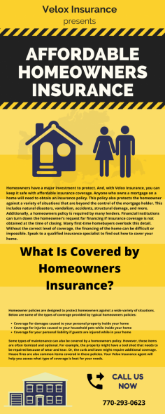 Are you looking to get homeowner insurance in Atlanta? Then, you are in the right place. We are an independent agency offering affordable homeowner insurance in Atlanta. Homeowners insurance is a type of property protection that covers misfortunes and harms to a person's home and resources in the home. We guarantee the quality of authorized repairs. For more information, have a look at this infographic.
