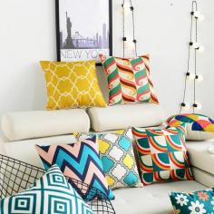 Geometric Pattern Double Size Print Throw Pillowcases. Brighten your indoor or outdoor sofa with this entire bohemian double-side print pillow covers