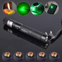 Cheap 303 Laser 500mW Green Lazers Pointer Adjustable Light Burns Match with 5 Star Caps and 2 Safety Keys
