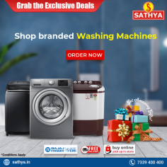 Nowadays there are many washing machines online offers using which you can make your purchase easy. At Sathya online shopping, we provide various offers like the weekend offer, festival offer, deal of the day, special offers, discounts, deals and more.

For details visit : https://www.sathya.in/washing-machine