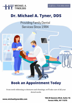 Dr. Michael A. Tyner, DDS is the best local dentist in Brooklyn,Forest Hills NY.Take your smile to the next level with our pediatric dentist Forest Hills team. We have over 35 years of experience and proudly serve Forest Hills, NY, and the surrounding areas.We offerthe variety of cosmetic dentistry services. Our dental office near you in Forest Hills, call us at 718-896-0505 for an appointment.
https://www.michaeltynerdds.com/
