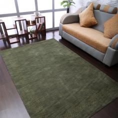 Hand Knotted Loom Wool 9'x12' Area Rug Contemporary Green L00531