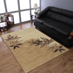Hand Tufted Wool 9'x12' Area Rug Floral Light Brown K00905