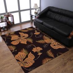 Hand Tufted Wool 9'x12' Area Rug Floral Brown K00698