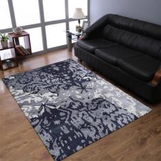 Hand Knotted Silk 3'x5' Area Rug Abstract Gray White NS3301