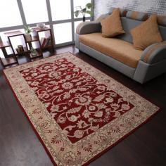 Hand Tufted Wool 10'x13' Area Rug Oriental Red Gold K00531