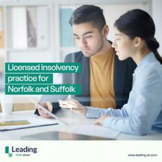 Need a licensed insolvency practice that deals with clients in Norfolk and Suffolk? We're here to help. 
Here at Leading we offer fast, professional advice concerning corporate recovery, company and personal debt solutions and business rescue services. 

Call our Norwich branch today on 01603 552028 for free confidential advice. 

Know More - www.leading.uk.com

