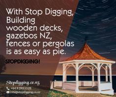 Fast and easy House Repile nz foundation by an experienced team

Ground screws are ahead of the game nowadays. Therefore, whenever you need deck joist spacing NZ, rely on Stop Digging. The deck joists need to be anchored into the ground, mostly at 2 metre intervals in all directions. What’s more, building a gazebo NZ with us is also easier. Rely on us for residential building construction and won’t leave you disappointed. 