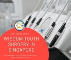 What can you expect in Wisdom tooth surgery in Singapore? Once you are done with the consultation with your dentist for Wisdom tooth surgery on the day of tooth extraction, your dentist will make an incision in the gum tissue to expose and remove the bone blocking access to the root of the teeth. Your dentist may extract the teeth on the whole or divide the tooth into small pieces, which is easy to remove. Once done either stitches or places gauze to help. To learn more about the wisdom tooth surgery procedure, visit our clinic for our onsite doctors to carefully look at your oral condition and prescribe a customized plan.