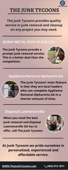 Scrap Metal Pick Up Duluth GA| The Junk Tycoons

The Junk Tycoons offer a responsive junk removal service in Duluth. That is less expensive than the competition. Scrap Metal Pick Up Duluth up and recycling is the easiest way to save money and time. Our team offers the best Construction Clean Up Duluth in the area.. To know more, visit us - http://www.thejunktycoons.com/junk-removal-duluth-ga/
