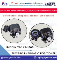 Rotork YTC YT-1000L Electro Pneumatic positioner is used for operation of pneumatic valve actuators by means of electrical controller or control system with an analog output signal of DC 4 to 20mA or split ranges. - It is designed for high durability and performance in high vibration environment. - Durability has proven after testing of 1 million times minimum. - Response time is very short and accurate. - Simple part change can set 1/2 Split Range. - It is economical due to less air-consumption. - Direct/Reverse action can be set easily. - Zero & Span adjustment process is simply. - Feedback Connection is easy.

Rotork YTC Smart Positioner, Electro Pneumatic Positioner, Volume Booster, Lock Up Valve, Solenoid Valve, Position Transmitter, I/P Converter Distributors, Suppliers, Traders, Wholesalers India

For any Enquiry Call Us: +91-11-2201-4325, Email at : Enquiry@ytcindia.com, Our Website :- www.ytcindia.com