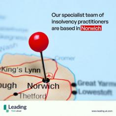 Are you looking for a licensed insolvency practitioners in Norfolk? 

You've found the right people! Our Leading team of specialist insolvency experts are based in Norwich and can be contacted on 01603 552028. 
If you're happier chatting online initially, you can use the Live Chat button on our website, or you can instead drop us an email to norwich@leading.uk.com

