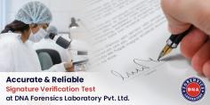 Signature Forgery crime is increasing day by day, but technology is also getting advanced to stop it with advanced Signature Verification Forensics Test. At DNA Forensics Laboratory Pvt. Ltd., we provide various tests for signature verification involving alleged fraud, forgery, cheating, insurance claims, authentication of wills, etc. Using the specialized techniques and the skills of our Signature verification experts; we can declare a signature as genuine or fraudulent and save you from various unwanted circumstances. For inquiries, call +91 8010177771 and WhatsApp at +91 9213177771 to book your appointment. For more details, visit our website.