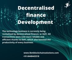 The technology business is currently being revitalised by decentralised finance, or DeFi. All transactions were now more reliable and efficient thanks to DeFi, which also boosted the productivity of every business. 
 DEFI development services  can help you with all aspects of establishing your DeFi project, including DeFi exchange, DeFi wallet, DeFi crypto banking, and DeFi insurance system development. Their blockchain experts have practical experience creating dependable, safe, and user-friendly decentralised finance solutions.

LBM Blockchain Solutions is known for delivering efficient DEFI development services in Punjab. Check out the website to learn more.


Website: https://lbmblockchainsolutions.com/defi
