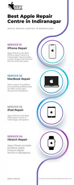 Appy Planet is the <a href="https://applerepairbangalore.in/">Best apple repair center in indiranagar</a> . with a team of qualified and certified professionals, we offer world-class services for all kinds of apple devices and also provide services like apple screen repair, screen replacement, data recovery and more.